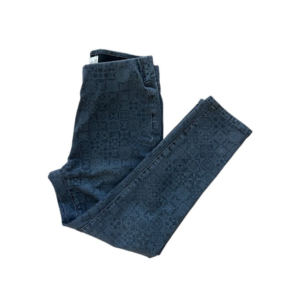 Soft Surroundings‎ Sz PS Pull On Skinny Jeans Jeggings Gray Pattern Stretch